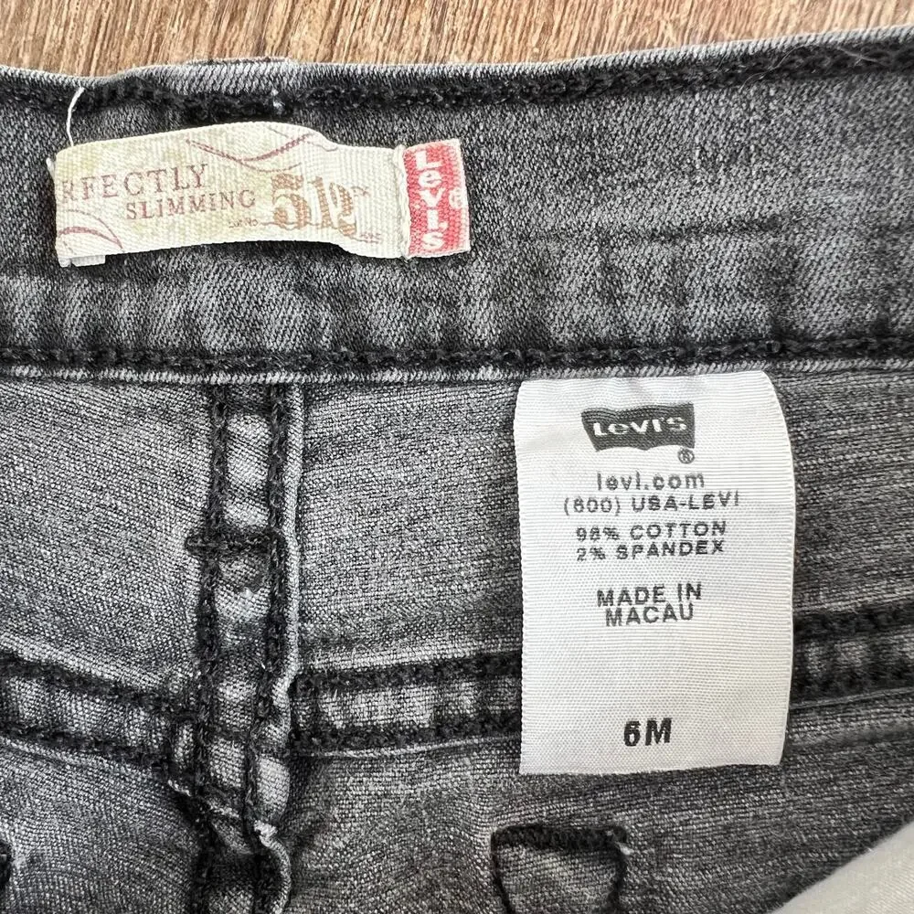 Vintage Y2K Levis High Rise Slimming 512 Boot Flare Faded Black Jeans Raw Hem